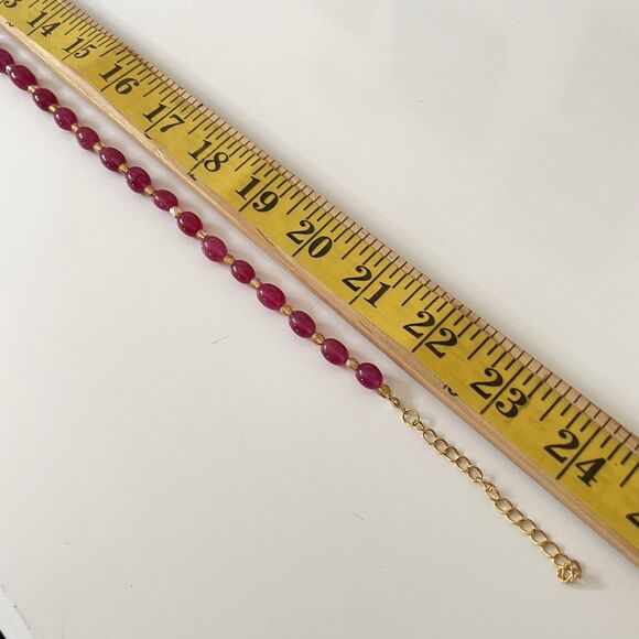 Artisan Handmade Red Gemstone Czech Glass Beaded Necklace Statement Elegant Boho - Picture 7 of 7